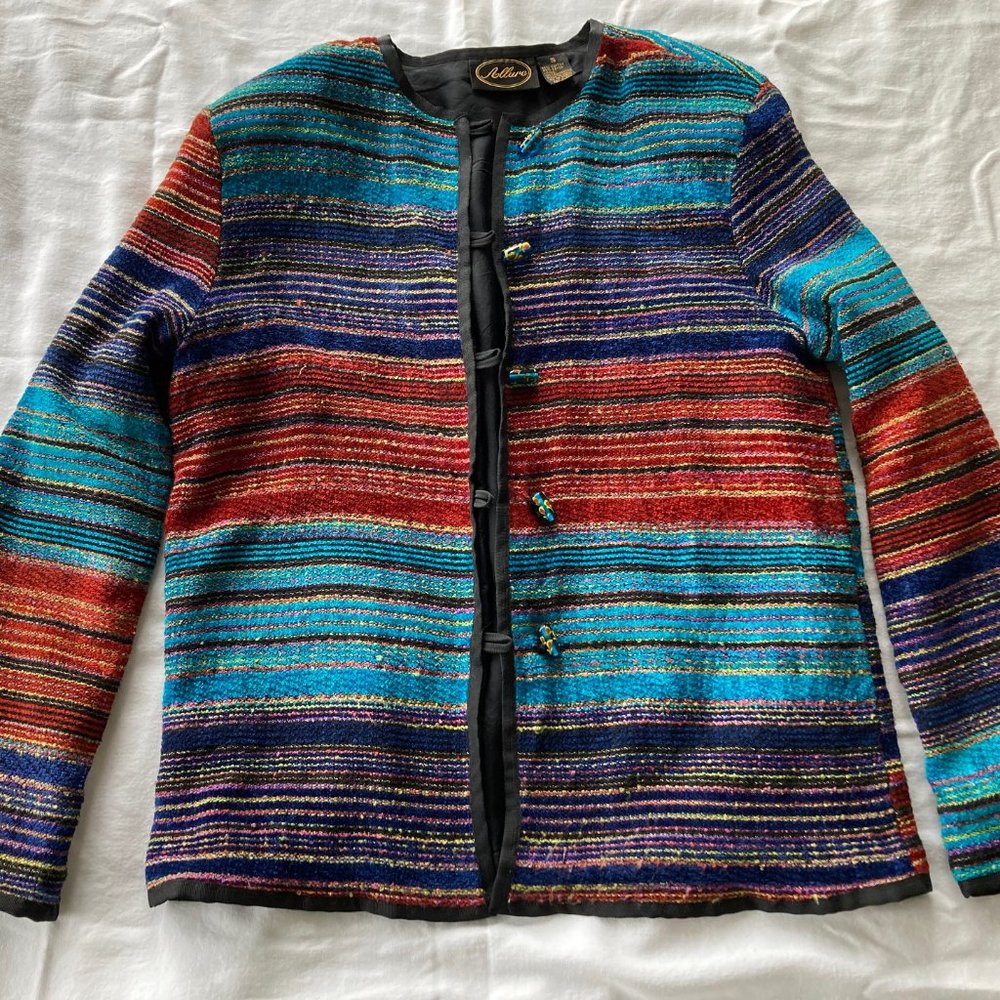 Frumpy Bohemian Textile light jacket (lined) w decorative oval buttons